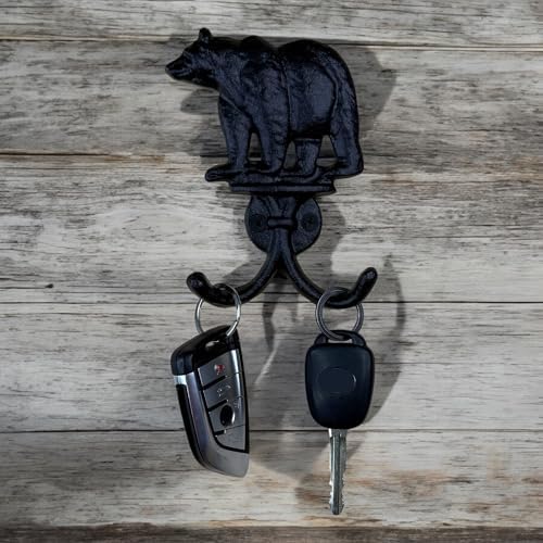 Top Brass Cast Iron Bear Wall Hooks, 8 Pack Rustic Lodge Coat Hangers
