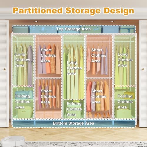 ULIFHOME H50 Clothes Rack, Large Clothing Racks for Hanging Clothes, White