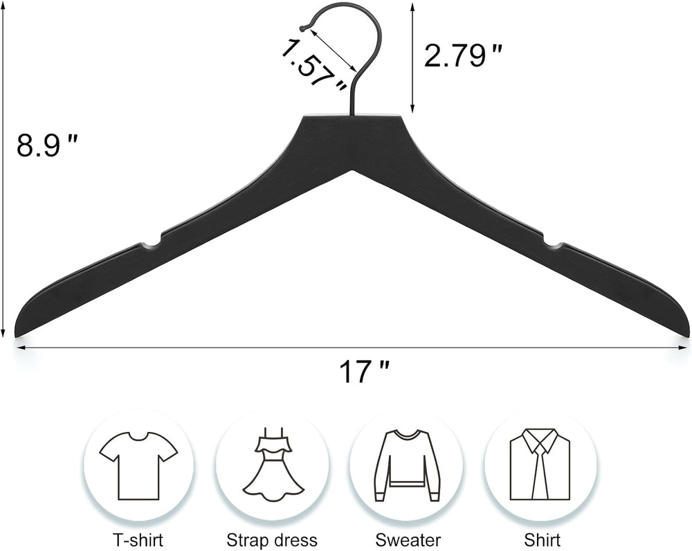 TOPIA HANGER Wooden Hangers 20 Pack, Rubber Wood Clothes Hangers with Rotatab...