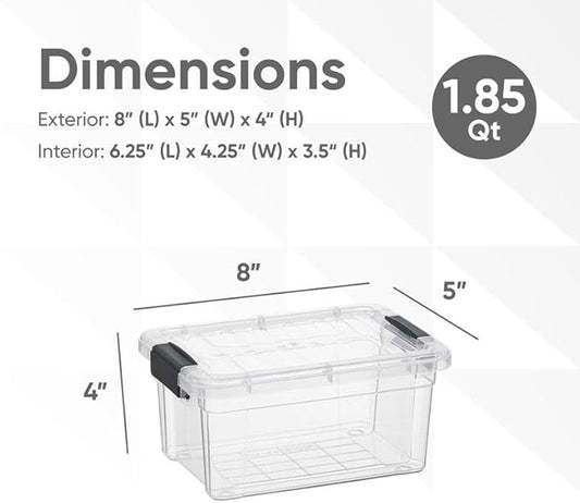 Superio Storage Bins with Lids- 2 Pack, 1.85 Qt Clear Boxes - Image 2