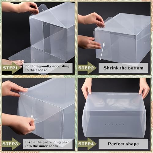 Sintuff 20 Pcs Clear Shoe Boxes Plastic Stackable, 13.8 x 9.8 x 7.1 Inches