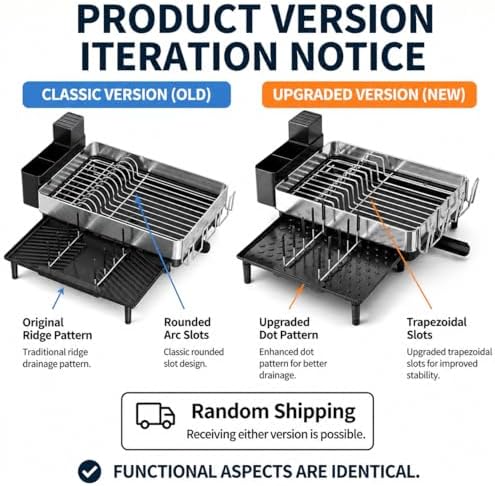 Urackify Expandable Dish Drying Rack, Stainless Steel, Large Capacity