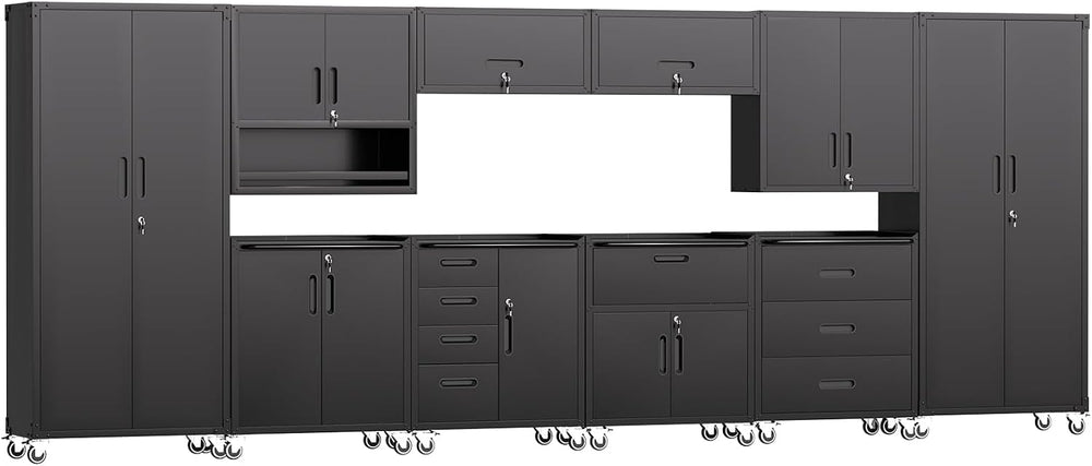 Garage Storage Cabinets System 10PCS Workshop Set with Drawers Locking Heavy ...