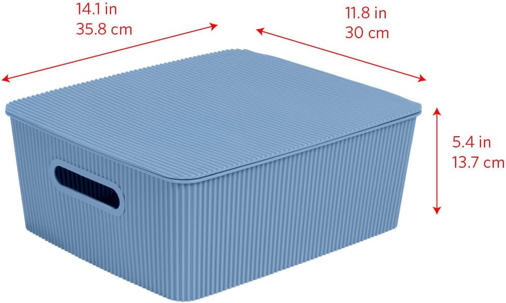 Glad Storage Baskets with Lids - Set of 4 Stackable Plastic Boxes with Handle...