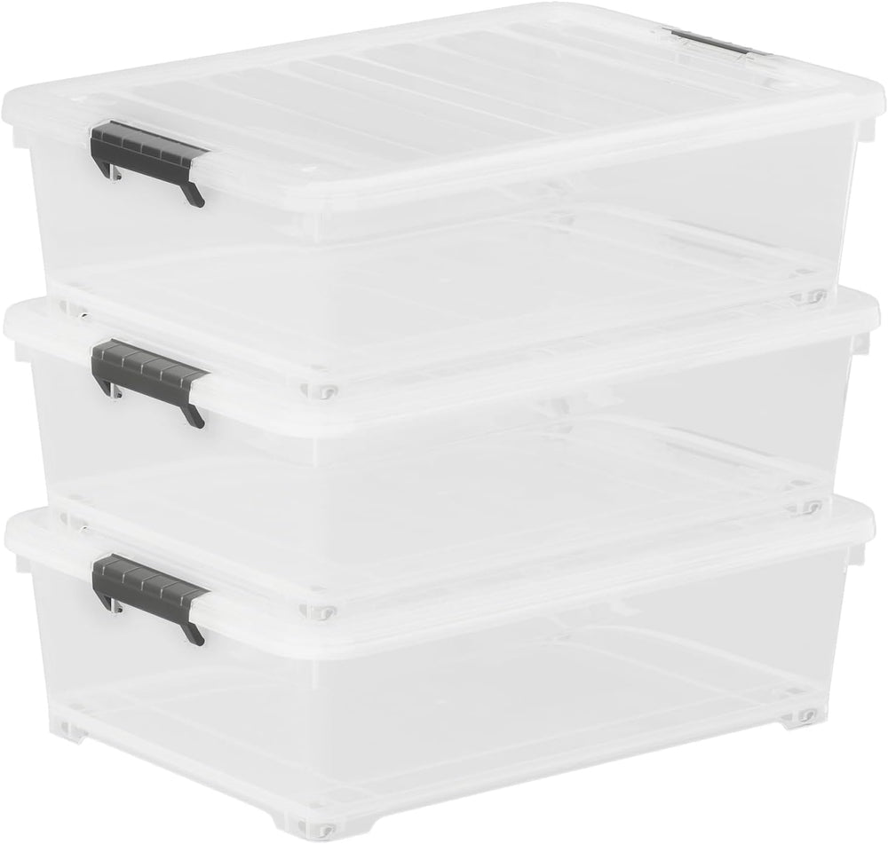 4-Pack Wheeled Underbed Storage Bin with Lid, 30L