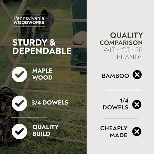 Pennsylvania Woodworks Premium American Maple Clothes Drying Rack - Handcraft...