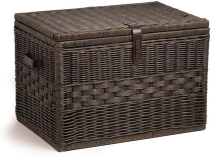 The Basket Lady Deep Wicker Storage Trunk, XL, Walnut Brown
