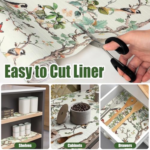 Quttisay Non-Adhesive Shelf Drawer Liner Floral Cabinet Liner for Shelves