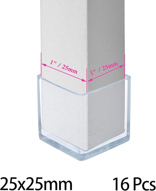 Still Awake 16 Pcs Transparent Square PVC Rubber Leg Tips Furniture Floor - Image 2