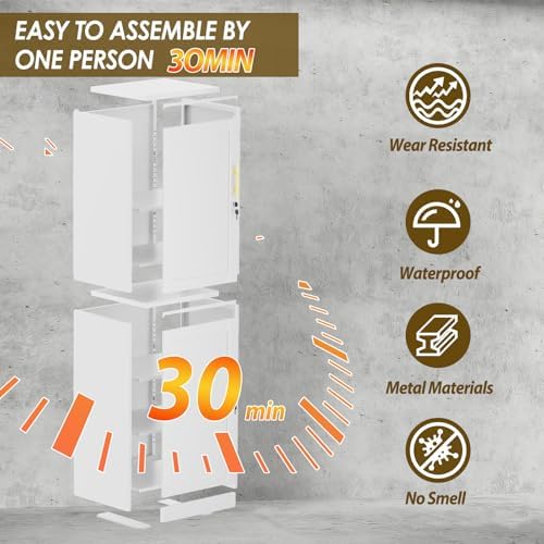 pozdeg 67" White Lockable Tall Narrow Metal Storage Cabinet