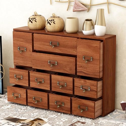 12 Drawers Apothecary Cabinet with Label Slot & Metal Handle, Tabletop St...