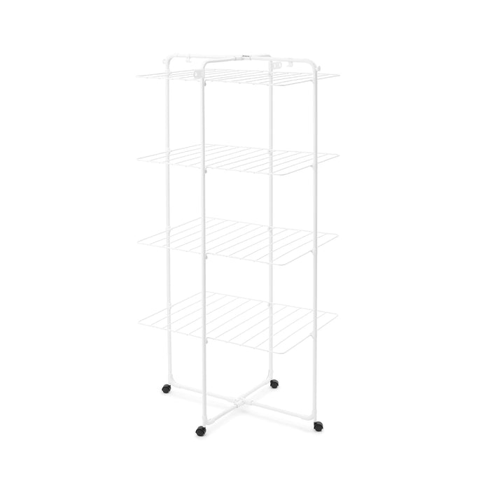 Brabantia HangOn Tower Clothes Drying Rack with Wheels | 98ft (30m) | White | Tall 3-Tier Indoor Clothes Airer with Adjustable Shelves for Towels, Folds Flat to Save Space | Fits 3 Full Loads