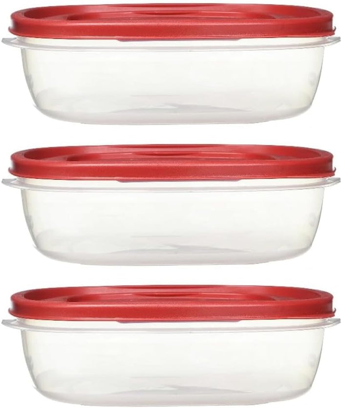 Rubber maid Food Storage Containers Nine Cup Food Storage Containers 7 Peice Set, Easy Find Lids, 3 Containers, 3 Lids Chalk Pen And Chalk Labels
