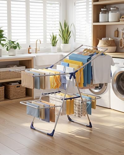 Sakugi Clothes Drying Rack, Foldable 2-Level with 55.5" Adjustable Wings