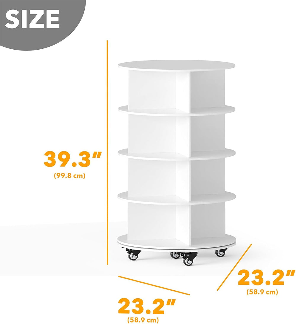 SpaceAid Spinning Shoe Rack with Wheels, 4 Tier Rotating Organizer Shoe Tower...