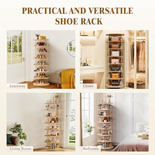 TAKEKIT 7-Tier Rotating Shoe Rack, 360 Degree Spinning Shoe Rack Tower, Lazy ...