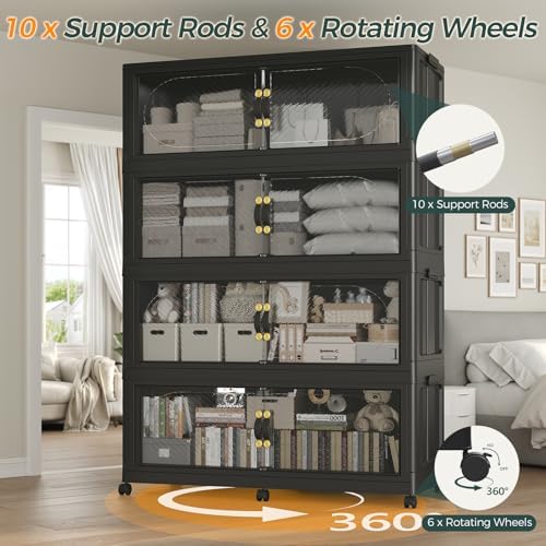1600QT Extra Large Stackable Storage Bins with Lid, 400Gal Plastic Closet Org...