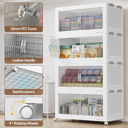 BROVIEW 600Qt Stackable Storage Bins with Lid for Home Dorm, 3Pack White
