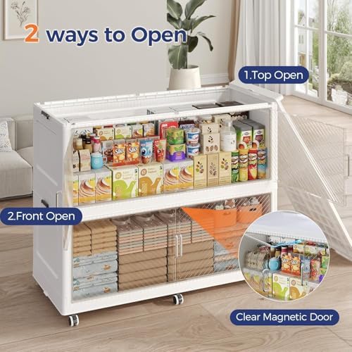 200GAL Extra Large Storage Bins with Lid, 800QT Collapsible Organizer with Wh...