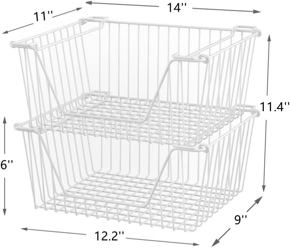 Slideep 14'' Large Stackable Storage Baskets Cabinet Organizer Sturdy...