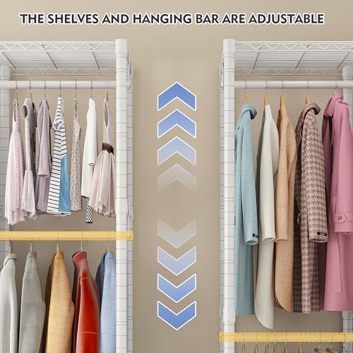 Raybee Clothes Rack with Cover, Portable Closet 1200LBS Adjustable Shelves