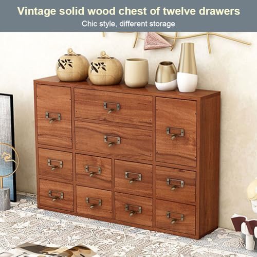 12 Drawers Apothecary Cabinet with Label Slot & Metal Handle, Tabletop St...