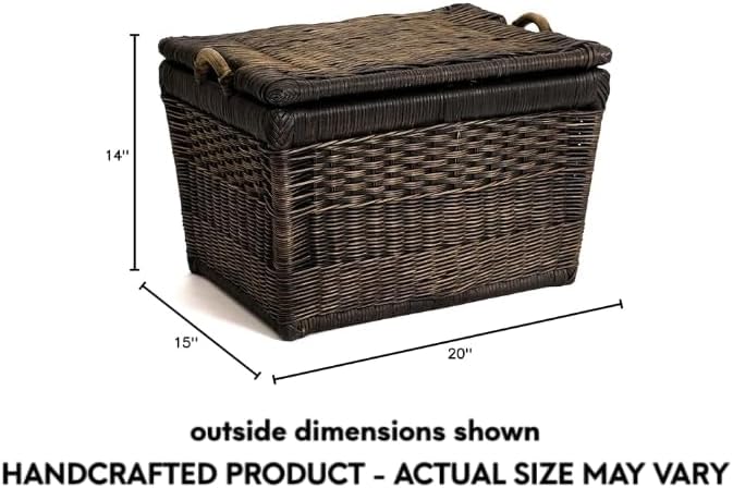 The Basket Lady Lift-Off Lid Wicker Storage Basket, M, Walnut Brown