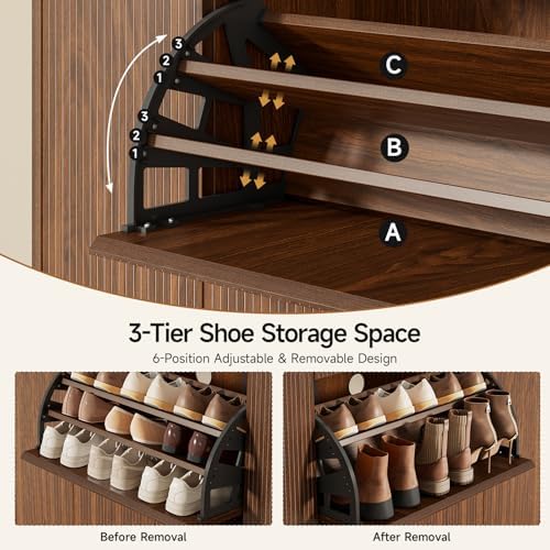 ONBRILL Large Shoe Cabinet with 2 Flip Drawers (3-Tier Each), 27-35 Pairs Sho...