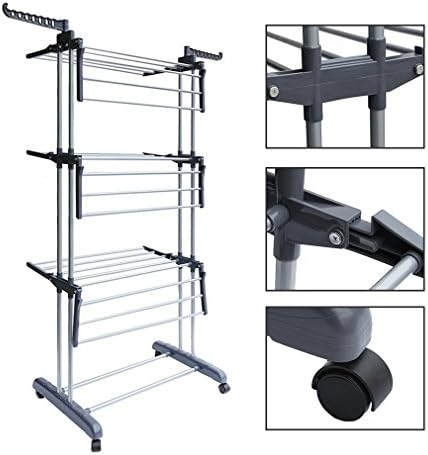 Foldable, Rolling, Stainless Steel Rods & Compact Storage Laundry Clothes...