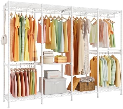 ULIFHOME H41 Clothes Rack, Large Clothing Racks for Hanging Clothes, White