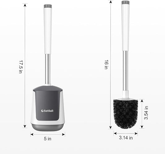 SetSail Toilet Brush and Holder 2 Pack, Self Closing Lid Toilet Bowl Brushes - Image 2