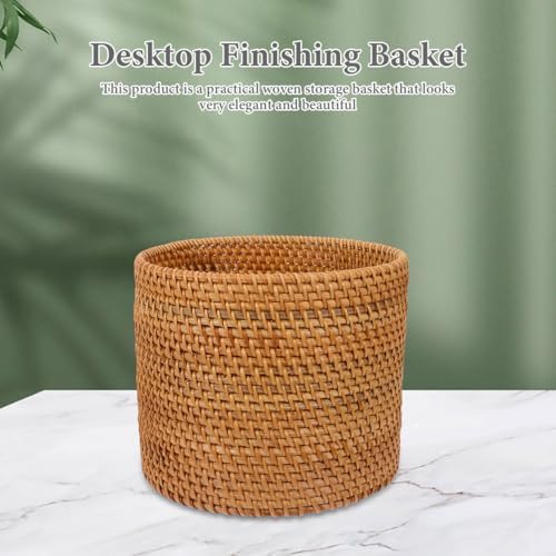 Mikikit Rattan Fruit Storage Basket 7.87 X 7.87 X 6.49 in Round Wicker Basket...