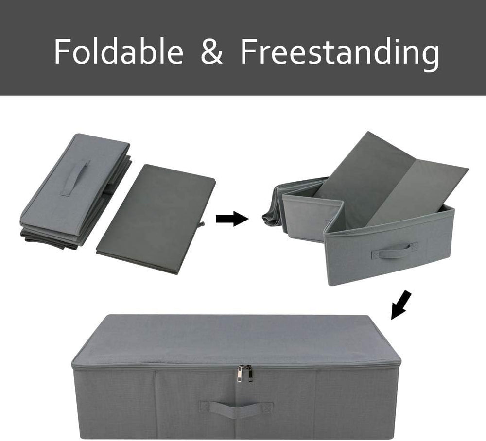 iwill CREATE PRO Folding Washable Rigid Underbed Storage Boxes with Zip Lid f...