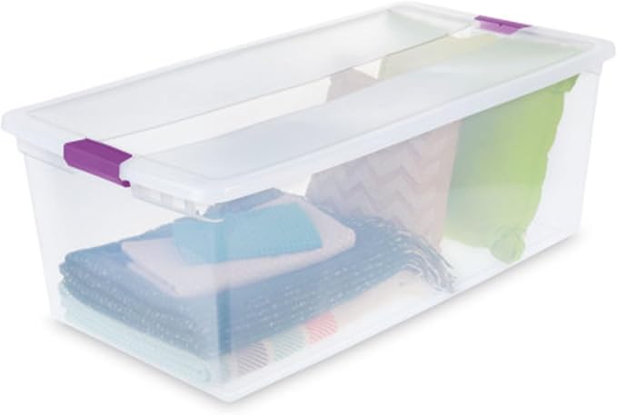 Sterilite 4-Pack 110 Quart ClearView Latch Box, Stackable Organizer Bins