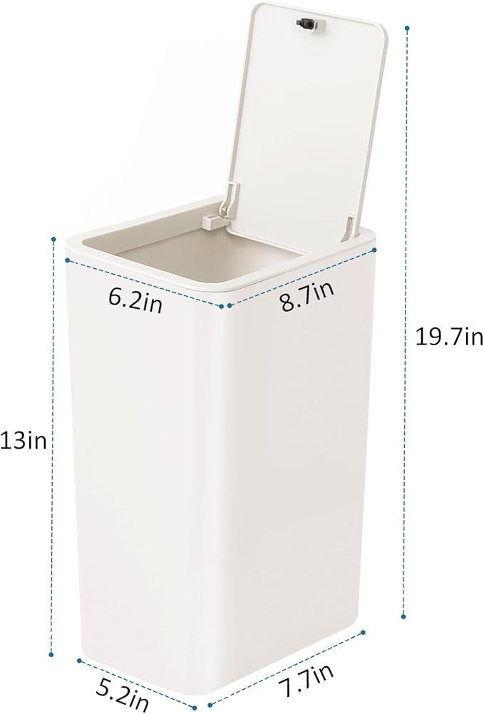 TIPGO Bathroom Trash Can with Lid, 10 Liter/ 2.6 Gallon Slim Garbage Can - Image 7