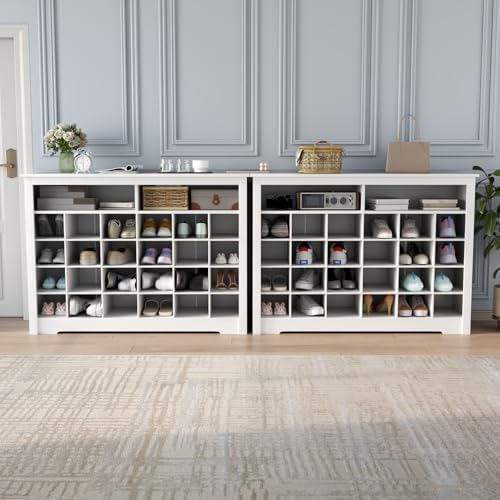 5-Tier storage Cabinet for Entryway, Modern White Shoe Rack with 26 Cubbies