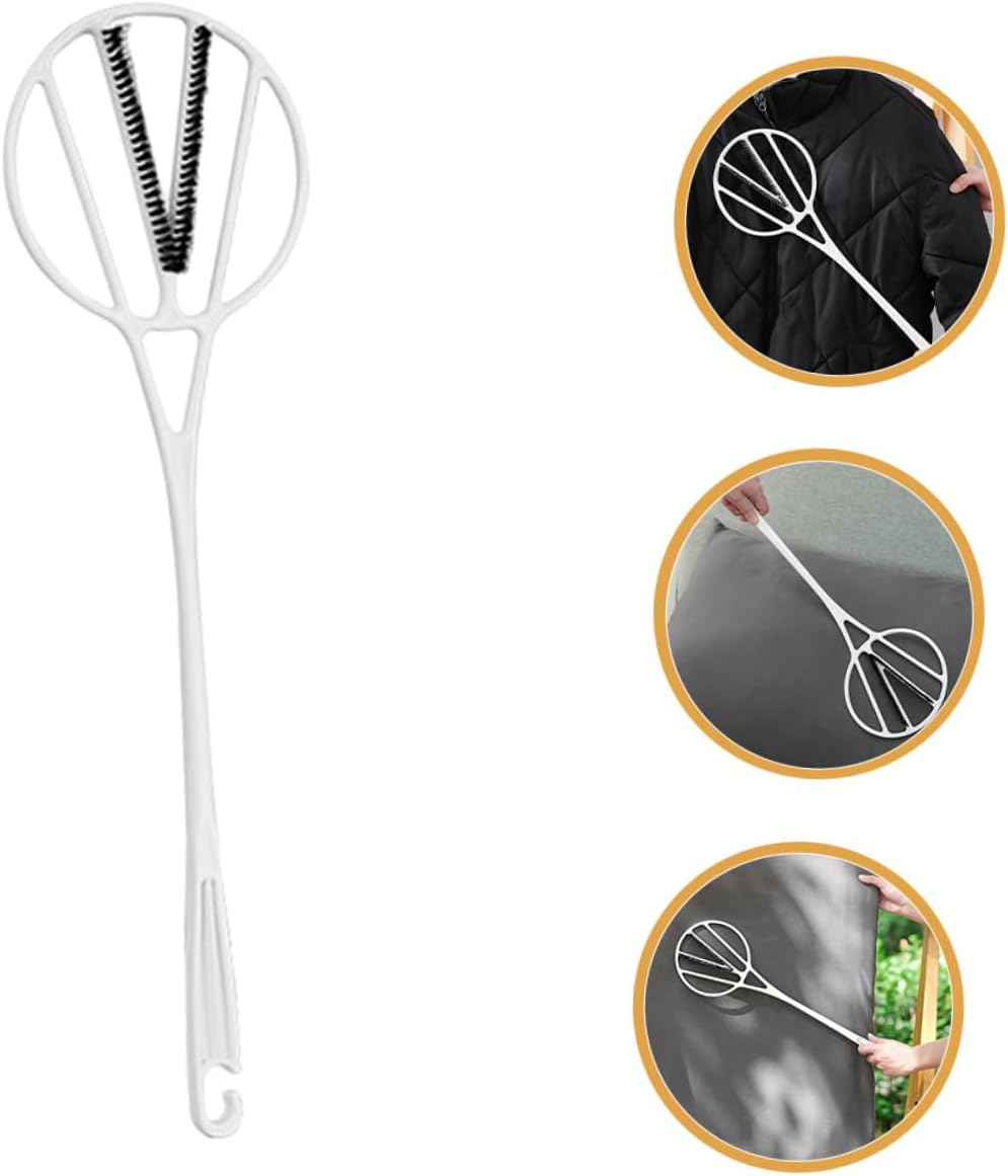 KICHOUSE Quilt Dust Cleaning Tool with Long Handle, White Quilt Beater for Dust Removal and Fluffing, Household Cleaning Duster for Bedding Down Jackets