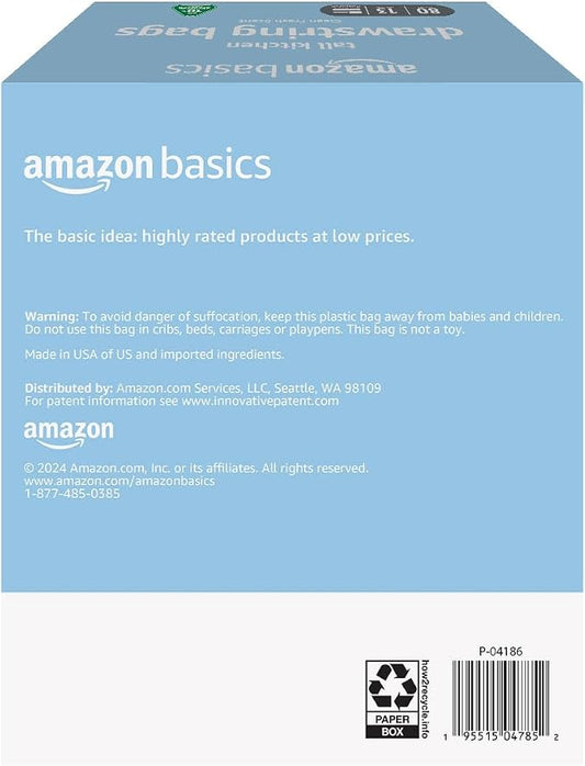 Amazon Basics 13 Gallon Tall Kitchen Drawstring Trash Bags, Clean Fresh Scent - Image 2