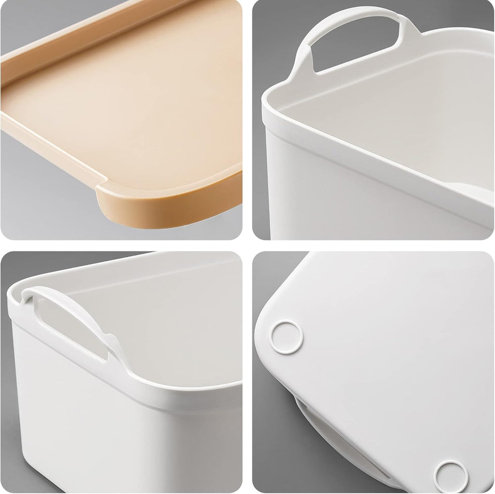 ANMINY White Plastic Storage Bins Baskets with Lids, 8-Pack, 1XL+1L+2M+4S