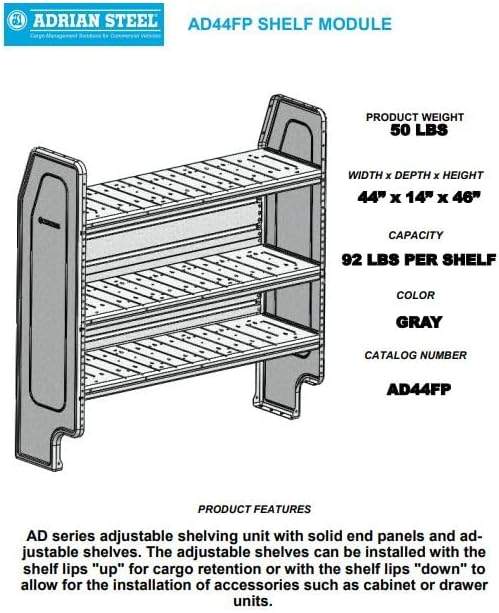 Adrian Steel AD44FP, Adjustable 3-Shelf Unit