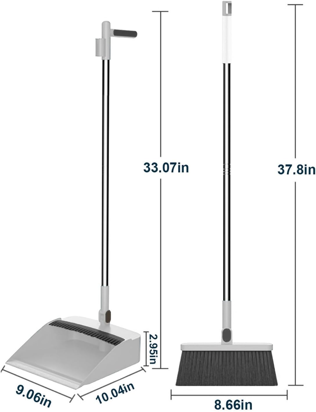 2-in-1 Broom with Dustpan Combo Set,Long Handle Broom Dustpan Combo with Dustpan Teeth to Automatically Clean Hair for Home, Indoor or Outdoor Cleaning Hall Floor (Pink)