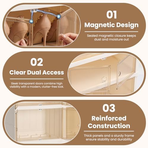 Collapsible Shoe Rack Organizer, Clear Doors Plastic Shoe Storage Cabinet