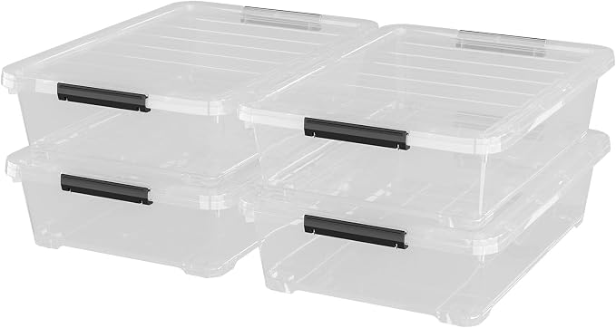 4Pack 40 Qt Plastic Under Bed Storage Organizer Bin Container - Image 7