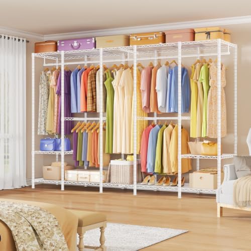 ULIFHOME H50 Clothes Rack, Large Clothing Racks for Hanging Clothes, White