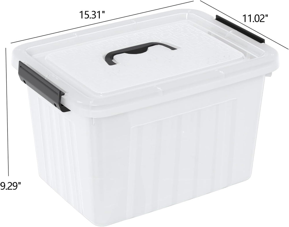 Kiddream 20 L Clear Storage Bin with Handle, Lidded Storage Boxes Set of 4