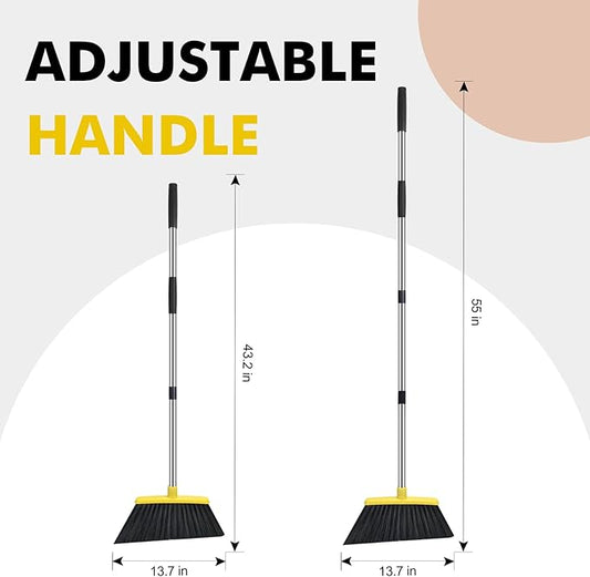 Heavy Duty Broom, 55 Inch Long Handle Outdoor Large Angle Brooms, Commercial - Image 2