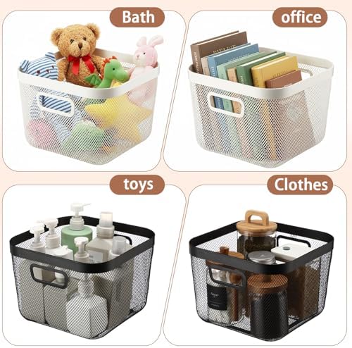 Maxdot 4 Pack 11'' Large Metal Mesh Steel Basket with Hollow Handles ...