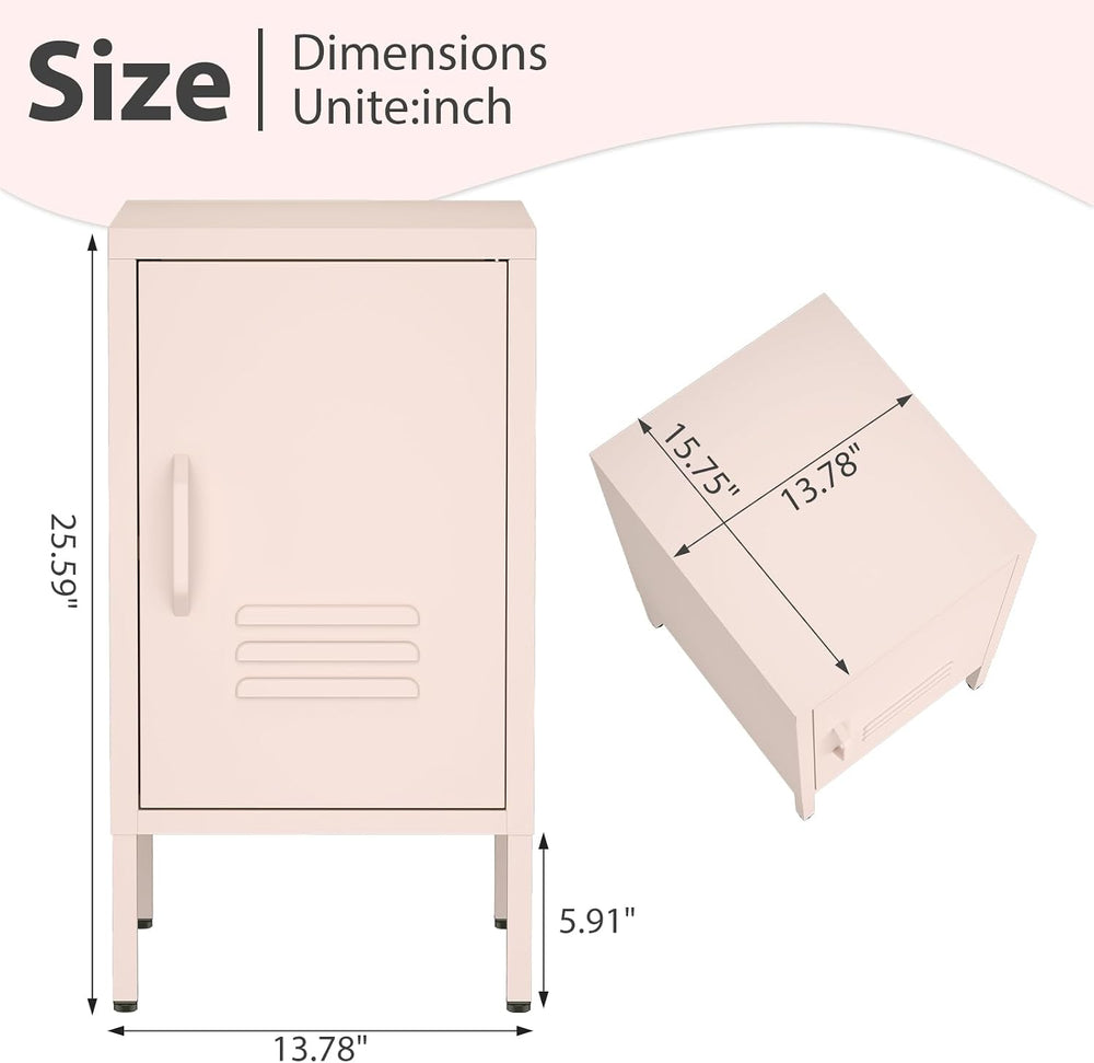 IRONFFICE Metal Cabinet,Locker Nightstand with Shelf,Metal Storage Locker,Ste...