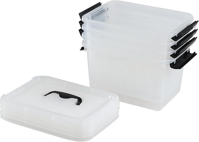 4 Packs Plastic Stackable Storage Container Bin - Image 8