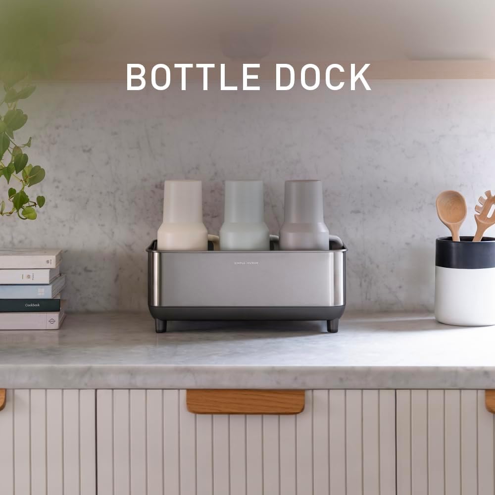 simplehuman Bottle Dock, Fast Drying Bottle Rack with Steel Frame & Diato...